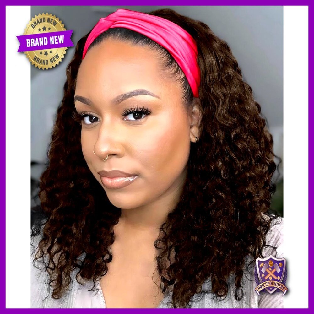 Curly Human Hair Wig Glueless Headband Wear And Go Beginner Friendly Deep Wave